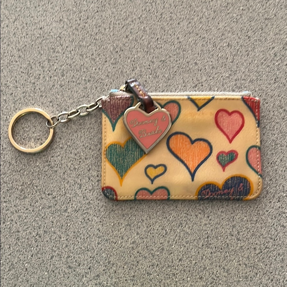Vintage Dooney & Bourke Heart Pattern Key & Card Holder/coin purse